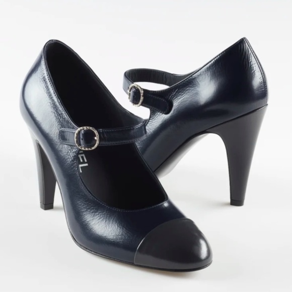 Chanel Shiny Goatskin Open Heels Mary Jane Pump Mules - Picture 1 of 15